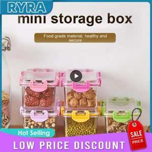 Förvaringsflaskor mat containrar mini transparent korn storage tank bärbar förseglad färskt makande arrangör köklåda