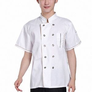 Ny ankomst Kort ärmkökskokare Arbeta Uniform Chef Jacket Dubbel Bröst Waiter Waitr Coat Matlagningskläder O5ch#