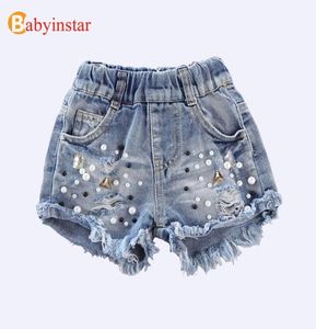 Babyinstar Denim 2020 Summer Children Kids Cowboy Pearl Hole Clothes Girls Jeans Shorts Y2007042284861