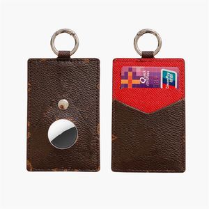 Luxurys designers korthållare plånböcker med airtags fodral läder brun blomma nyckelringar väska hängen 16 stilar toppkvalitet