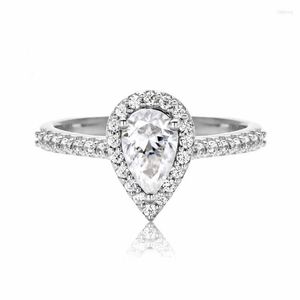 Pendanthalsband Anujewel 1CT Pear Cut Moissanite Engagement Wedding Ring 925 Sterling Silver Rings for Women Jewely Whole242J