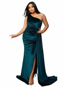 Missord Green VEET Plus Evening Dr Elegant Women One One Counter Sleevel Sleevel Split Party Prom Dres Gown K7if#