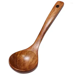 Spoons Wood Soup Spoon Wooden Long Ladle Rice Sugar Salt Porridge Natural For Eating Mixing