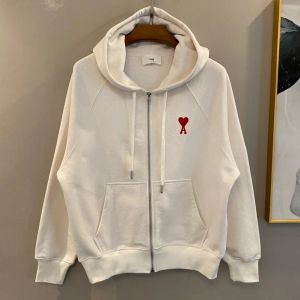 Autumn and Winter Hooded hoodie Sweatshirt Embroidered Love Pattern Loose Men's and Women's Hooded Coat Zipper Couple Loose Versatile Cardigan Coat Top Clothes