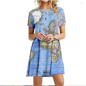 Sukienki imprezowe Summer High Street Map nadruk retro moda y2k sukienki kobiety o dekolt harajuku dziewczyny duże vestidos eleganckie