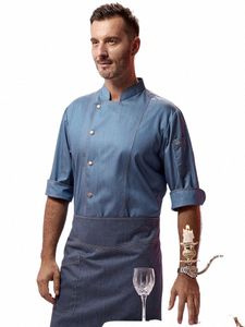 Restaurante Feminino Chef Uniforme Hotel Homens Cozinha Jaqueta Padaria Cook Roupas Café Garçom Traje de Trabalho Três Quartos Mangas d6g3 #