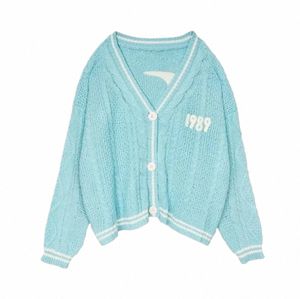 novo Azul 1989 Cardigan Para mulheres Pássaro Bordado Especial Malha 1989 taylor Cardigan Slouchy Estilo Vintage Camisola a1zO #