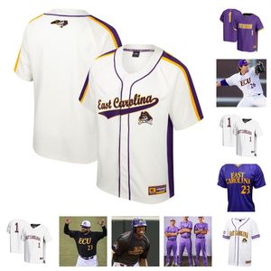 College East Carolina 27 Zach Root 45 Danny Beal 44 Wyatt Lunsford-Shenkman camisa de beisebol 20 Jake Hunter 55 Landon Ginn 28 Erik Ritchie 40 Willie Lumpkin Personalizado