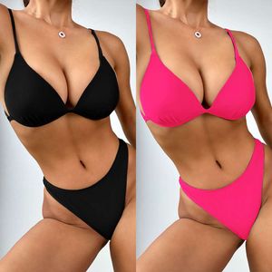 Neue Badeanzug 2024 Sexy Solid Color Triangular Cup Split Billini Insuit Bikini Ins