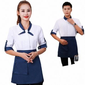 wholesale Nuovo autunno cameriere Lg manica ristorante catena abiti da lavoro Hot Pot Shop uniforme logo personalizzato 548G #