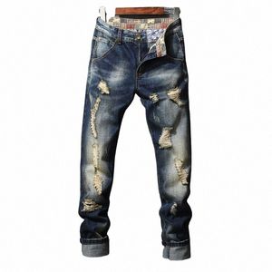 persality Ripped Men Denim Jeans New Large Size European And American Ruined Hole Hip Hop Brand Pants Male D82g#