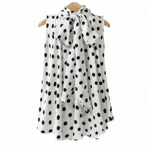 plus Size Bow Print Big Dot Turtleneck Blouses Shirts 4XL 5XL Streetwear Sleevel Loose Blouse 70Uy#