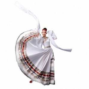 new Tibetan Dance Dr Practice Large Swing Skirt Top Water Sleeve Stage Performance Outfit Traditial Chinese Dr for Women l31Y#
