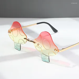 Sunglasses Mushroom Shape Sun Glasses Men Women Stage Performance Party Show Rimless Metal Leg For