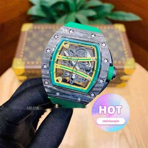 orologio da uomo orologi di design movimento automatico di lusso in fibra di carbonio verde orologio meccanico automatico da uomo
