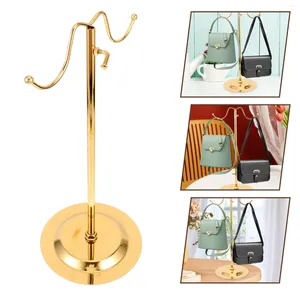 Decorative Plates Display Shelf Bag Stand With Hooks Wallet Adjustable Handbag Purse Hanger Metal