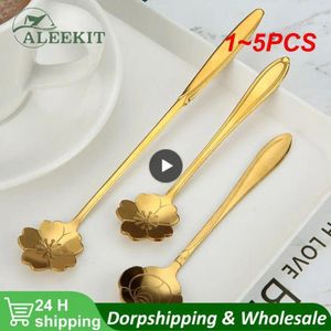 Coffee Scoops 1-5PCS Stainless Steel Spoon Creative Cherry Rose Gold Silver Scoop Dessert Tableware Christmas Gifts Decor Kitchen