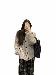 Office Lady Sticke Women Sweater Japan Style Sweet O-Neck Solid Color Sticked Cardigan Causal Vintage Women Lazy Style Knitwear M4WO#