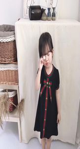 ベビーガールズデザイナードレスの子供用レタープリント服かわいいボウタイ幼児の子供用少女服のための半袖ドレスves3231309