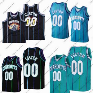 Anpassad retro throwback stitched baskettröja 15 Kemba Walker Glen Rice Alonzo Mourning Larry Johnson Dell Curry Gerald Wallace Muggsy Bogues Baron Davis Ball