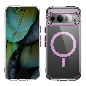 Capas de telefone protetoras transparentes para Google Pixel 9 Pro 8 8Pro 2MM Acrílico Translúcido TPU Híbrido Durável Anti-choque Capa Magnética Suporte para Carregamento Sem Fio