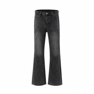 Distred Micro Rosso Fango Tinto Boot Cut Jeans Unisex Dritto Y2k Pantales Hombre Casual Wed Denim Pantaloni Oversize 39T4 #