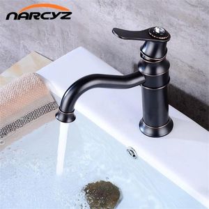 Waschbecken Wasserhähne Becken Schwarz Öl Eingerieben Bronze Messing Wasserhahn Einzigen Griff Bad Kaltwasser Mischbatterie Torneiras B534