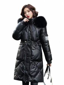 Boyut Boyut Kalın Kapşonlu Sıradan Cepler Parkas Kış Zarif Lg Aşağı Down Paltalar Kore tarzı kıyafetler Sonbahar Anne Kadınlar İçin Yeni Ceket B5DN#