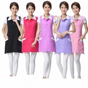 Güzellik Sal Güzellik İş Kıyafetleri Nisan Kore Versi Fi Tırnak Waitr Sleevel Etek Kadın Süpermarket Nisan O099#