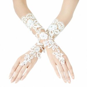 1 para Białe rękawiczki LG LACE Floral Bride Party Wedding Party