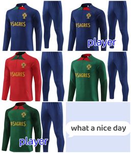 23 24 Portugal Masculino Tracksuits Logotipo Bordado Futebol Treinamento Roupas Ao Ar Livre Jogging Camisa Futebol Treino Homens Crianças Camisola Kit