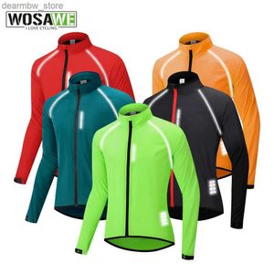 サイクリングジャケットWosawe Mens Ultralight Reflective Cycling Jacket Water Repellent WindProof Mountain Bike MTB Jackets自転車Windbreaker24329