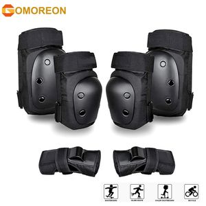 GOMOREON 6 peças joelheiras para adultos/jovens, cotoveleiras, protetores de pulso, conjunto de equipamentos de proteção para vários esportes, skate, patinação, ciclismo 240323