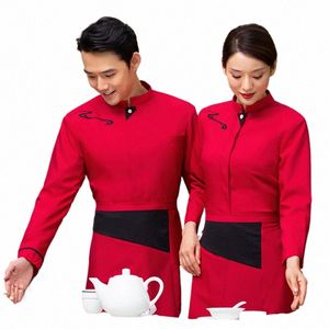 Waitr tulumlar LG Kollu Gıda Servisi Fast-Food Garson Üniformaları Hot Pot Hotel Kichen İş Giyim Nefes Alabilir Catering Giyim C9ZU#