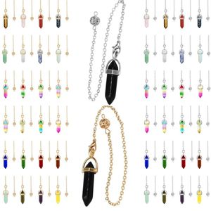 calm the mind meditation Pendulum energy stone charms double pointed hexagon column Pendant natural crystal for women men