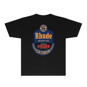 RHUDE marca tshirt mulheres e homens designer camiseta Casual Flowy Verão manga curta Camisetas RH107 Trigo corcel impresso de manga curta T-shirt tamanho S-XXL