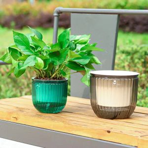 Plantadores vaso de plantas com reservatório de água interior vaso de flores auto-rega plantadores pendurados com furos de drenagem para casa