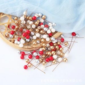 Dekoratif figürin 50/100pcs simüle meyveler Noel yapay çiçek meyve kiraz bitkileri ev parti dekorasyon diy hediye