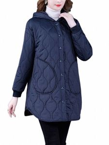 2024 Zakres duży L-6xl Autumn Winter Płaszcz Kobiety Down Cott Cott Curtets Kaptute Parkas LG Tops żeńskie cienkie kradę 135b#