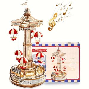 Puzzle LED Music Box Adults, Wooden Model Set Making 3D Puzzles for Youth and Adults Christmas STEM Toy Gift