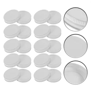 Dinnerware 20 Pcs Tinplate Lid Mason Jar Integrated (70mm Black) 16pcs Reusable Covers Lids Leakproof Canning White Caps Regular Mouth