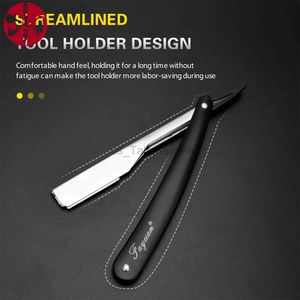 Electric Shavers Salon barber razor manual shaver straight edge stainless steel sharp cutter holder folding shaving beard barbershop supplies 240329