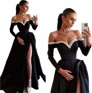 Muhteşem Siyah Balo Bir Çizgi İncileri Omuzdan İnci Akşam Dr Pleats Resmi LG Vestidos Para Mujer Partisi Dr G5MZ#