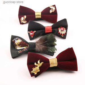 Bow Ties Podwójna muszka Male Wedding Metal Decoration Show gospodarz British Fashion Bow Tow Tide Man Spring New Bow Tie Y240329