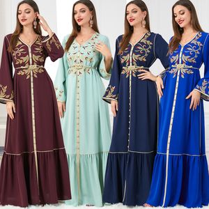 Etniska kläder Jellaba Hijab Lady Dress Muslim Long Retro Loose Vintage Luxury With Zipper Turkiet Maxi Party Islam Robe in Ramadan