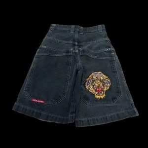 y2k Hip Hop JNCO baggy jeans Denim Shorts vintage pattern Men Women Summer designer Harajuku Gothic Men purple Shorts 311