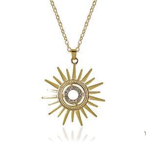 Anhänger Halsketten Ins Mode Vergoldung Mond und Sonne Weibliche Strass Sonnenblume Halbmond Halskette Für Frauen Schmuck Drop Lieferung Dhxws