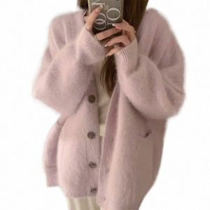 Stickad Cardigan Women Solid Sweater Coats Korean FI Autumn Winter Casual Loose Sweater Baggy Pockets Cardigan Streetwear I9E7#