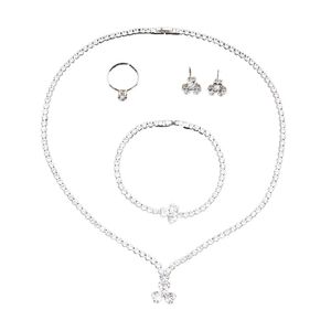 European and American cross-border new necklaces, earrings, rings, bracelets set of four collarbone chains, wedding and bride jewelry