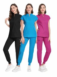 Medicinska enhetliga kvinnor Scrubs Set Tops Pant Kirurgiska klänningar sjuksköterskor Accores Pet Shop Doctor Beauty Spa Sal Wokrwear kläder 31SR#